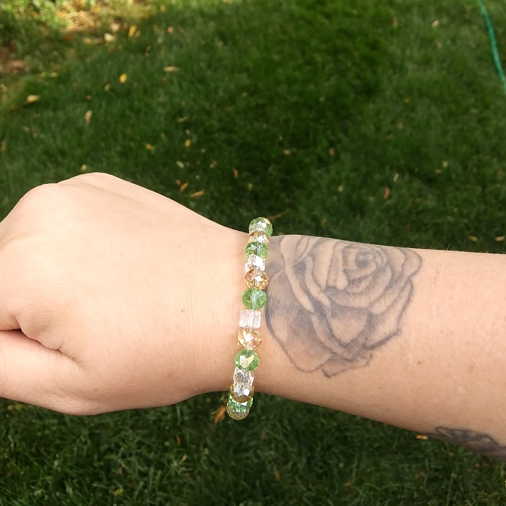 Green and Gold Crystal Bracelet NWOT